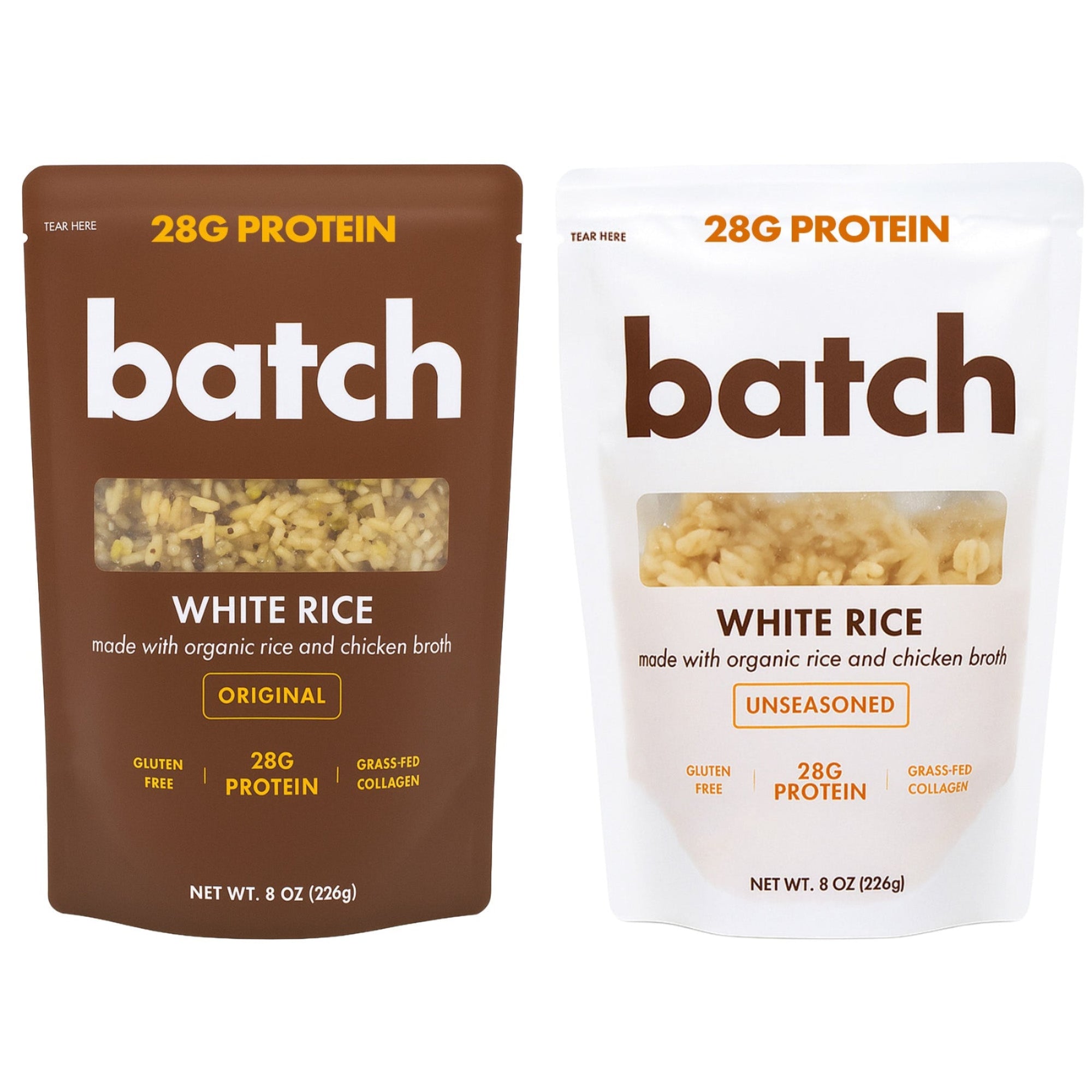 batch mix and match high protein rice pouches