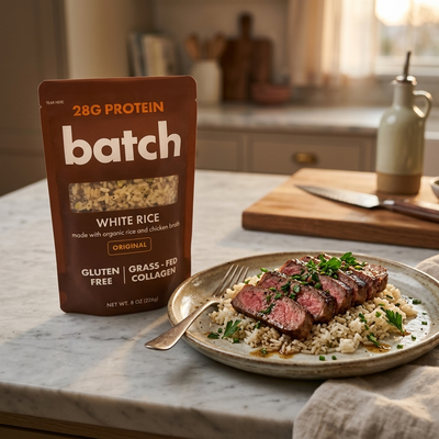 Batch rice with steak dinner