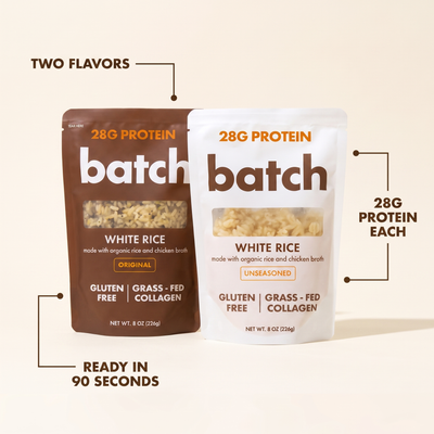 Batch two flavors callouts - 28g protein each, 90 seconds